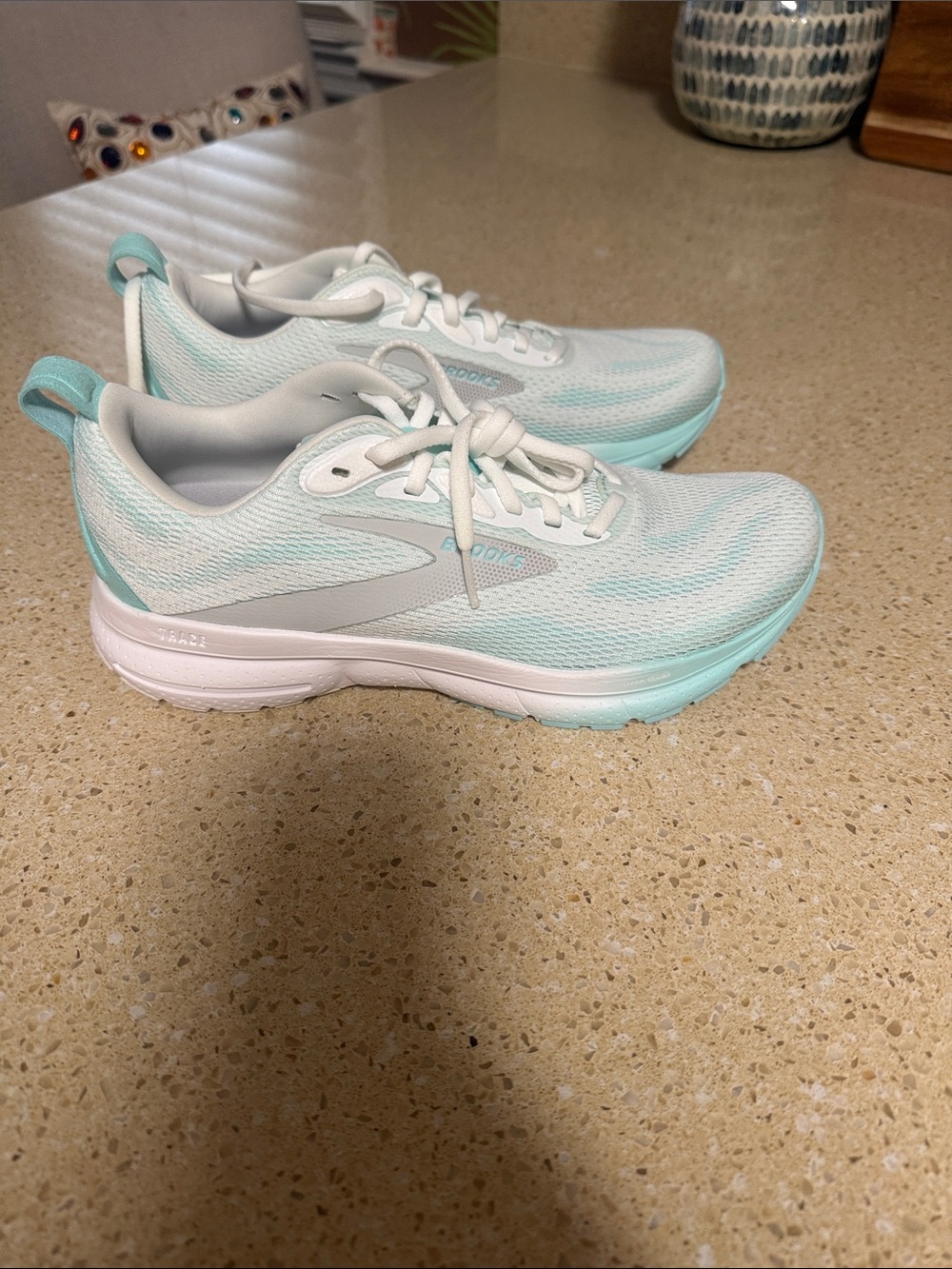 Brooks Women’s Running Sneakers in Light Aqua and White